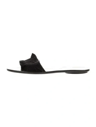 Pre-owned Loeffler Randall Suede Slides In Black
