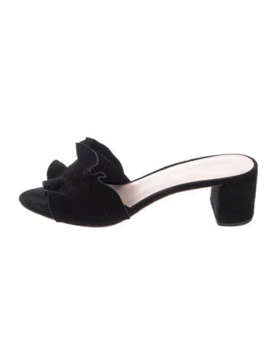 Pre-owned Loeffler Randall Suede Slides In Black
