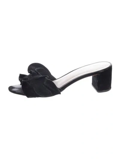 Pre-owned Loeffler Randall Suede Slides In Black