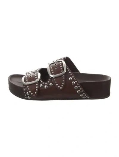 Pre-owned Loeffler Randall Suede Slides In Brown