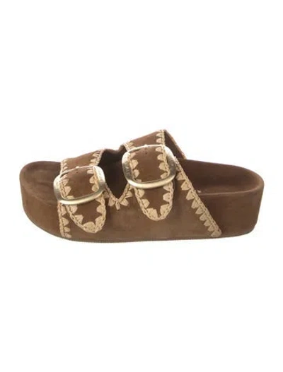 Pre-owned Loeffler Randall Suede Slides In Brown