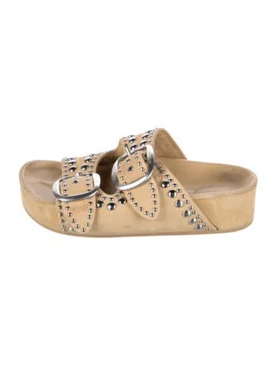 Pre-owned Loeffler Randall Suede Slides In Neutrals