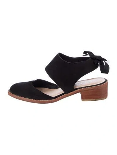 Pre-owned Loeffler Randall Suede Slingback Flats In Black