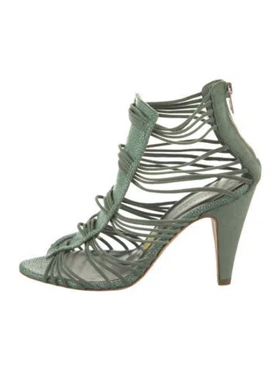 Pre-owned Loeffler Randall Suede Slingback Sandals In Green