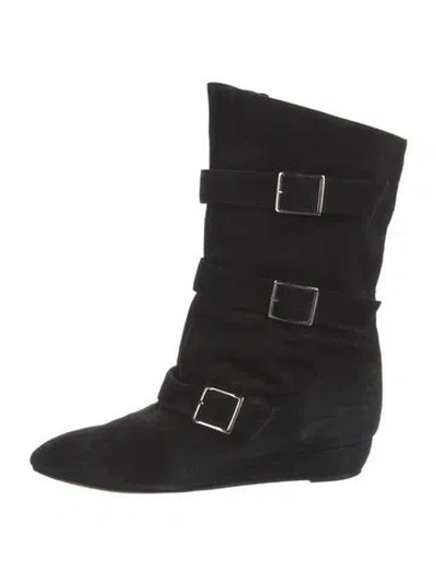 Pre-owned Loeffler Randall Suede Slouch Boots In Black