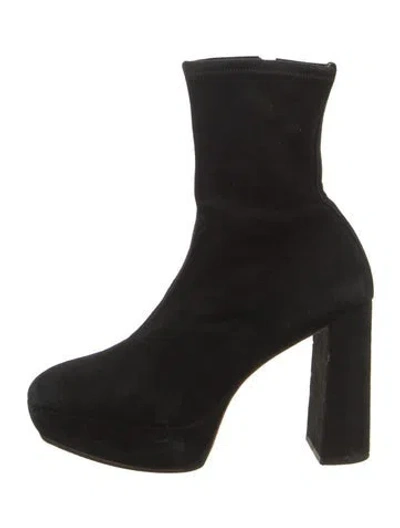 Pre-owned Loeffler Randall Suede Sock Boots In Black