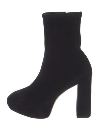 Pre-owned Loeffler Randall Suede Sock Boots In Black