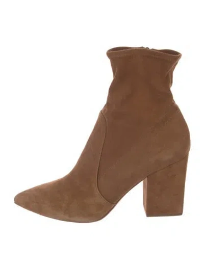 Pre-owned Loeffler Randall Suede Sock Boots In Brown