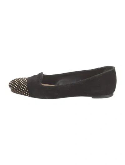 Pre-owned Loeffler Randall Suede Studded Accents Ballet Flats In Black