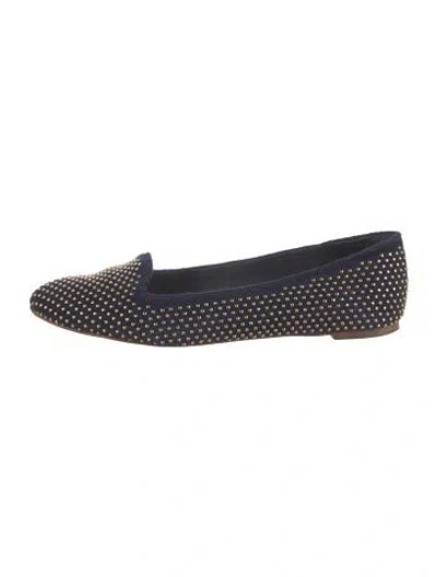 Pre-owned Loeffler Randall Suede Studded Accents Flats In Blue