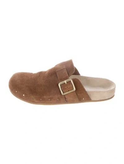 Pre-owned Loeffler Randall Suede Studded Accents Mules In Brown