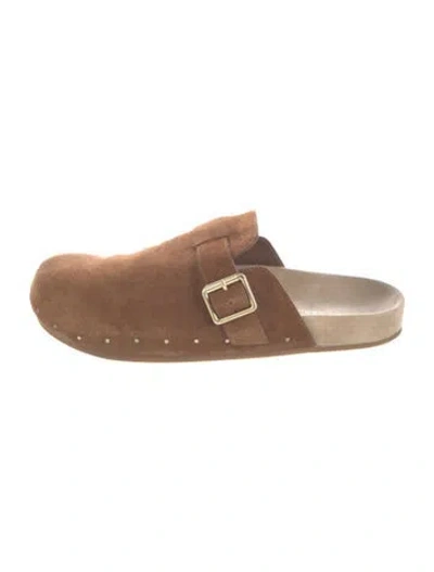 Pre-owned Loeffler Randall Suede Studded Accents Mules In Brown