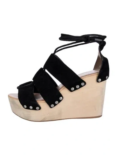 Pre-owned Loeffler Randall Suede Studded Accents Sandals In Black