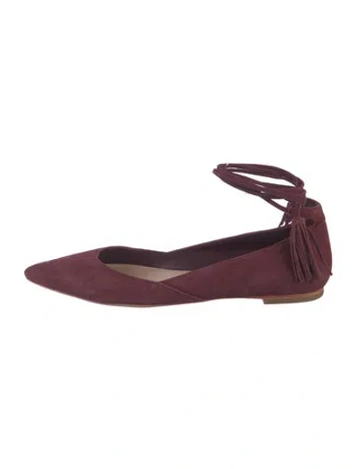 Pre-owned Loeffler Randall Suede Tassel Accents Ballet Flats In Burgundy