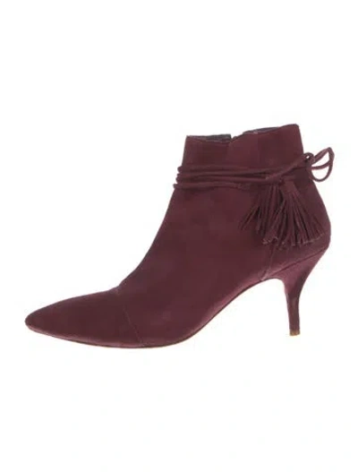 Pre-owned Loeffler Randall Suede Tassel Accents Boots In Red