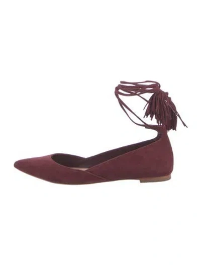 Pre-owned Loeffler Randall Suede Tassel Accents Flats In Burgundy