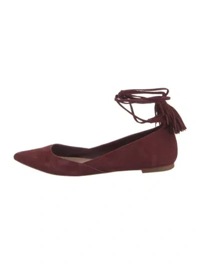 Pre-owned Loeffler Randall Suede Tassel Accents Flats In Burgundy