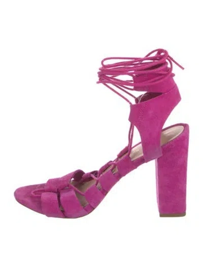 Pre-owned Loeffler Randall Suede Tassel Accents Gladiator Sandals In Pink