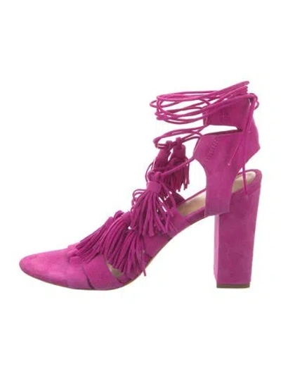 Pre-owned Loeffler Randall Suede Tassel Accents Gladiator Sandals In Pink