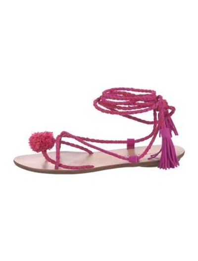 Pre-owned Loeffler Randall Suede Tassel Accents Gladiator Sandals In Pink