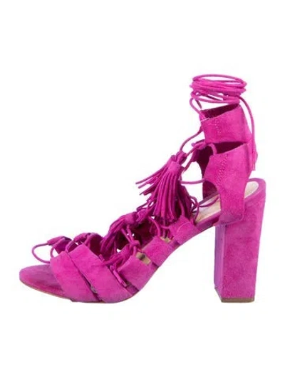 Pre-owned Loeffler Randall Suede Tassel Accents Gladiator Sandals In Purple