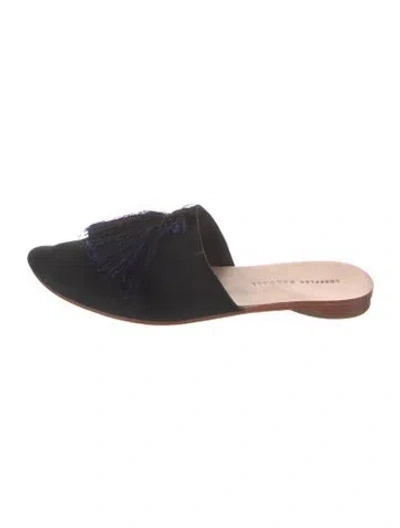 Pre-owned Loeffler Randall Suede Tassel Accents Mules In Black