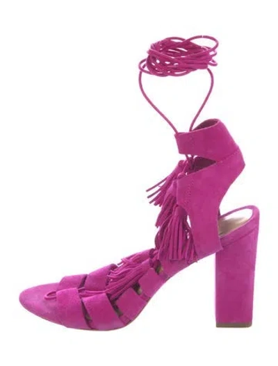 Pre-owned Loeffler Randall Suede Tassel Accents Sandals In Pink