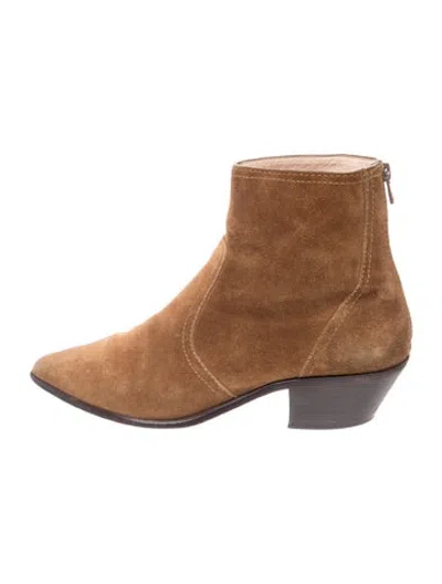 Pre-owned Loeffler Randall Suede Western Boots In Brown