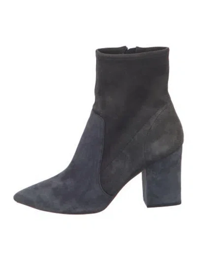 Pre-owned Loeffler Randall Suede Whipstitch Trim Boots In Blue