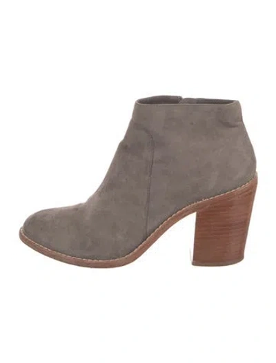 Pre-owned Loeffler Randall Suede Whipstitch Trim Boots In Gray
