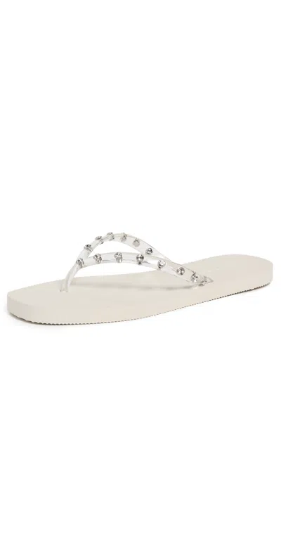 Loeffler Randall Taryn Crystal Jelly Flip Flops Cream/crystal In White