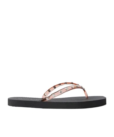 Loeffler Randall Taryn Crystal-embellished Pvc Flip Flops In Black