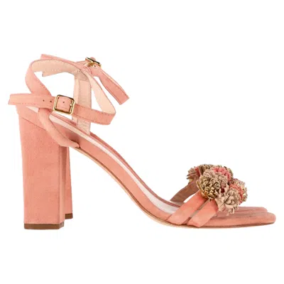 Loeffler Randall Tassel-embellished Sandal Heels In Peach Suede In Orange