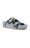 Loeffler Randall Theo Embroidered Raffia Platform Slides In Light Blue