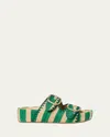 Loeffler Randall Theo Striped Two-band Sandals In Green