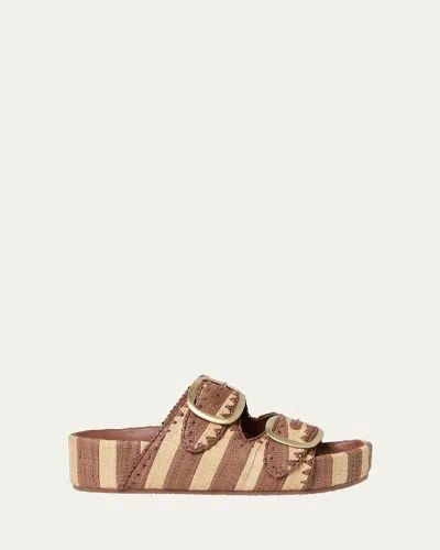 Loeffler Randall Theo Striped Two-band Sandals In Multi