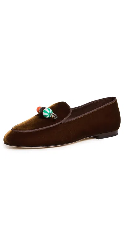 Loeffler Randall Vale Embellished Loafers Dark Brown In Multi