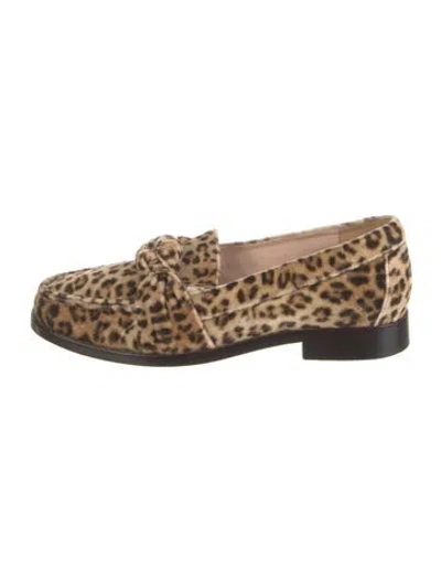 Pre-owned Loeffler Randall Velvet Animal Print Loafers In Neutral