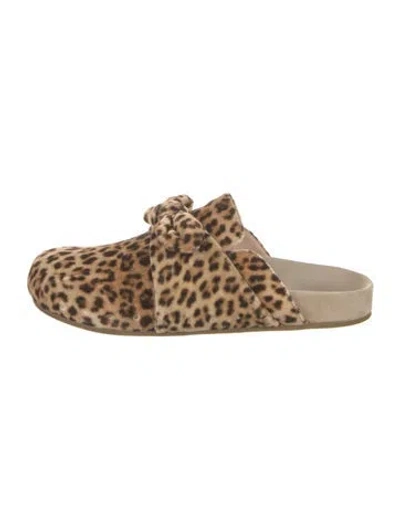 Pre-owned Loeffler Randall Velvet Animal Print Mules In Brown