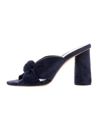 Pre-owned Loeffler Randall Velvet Bow Accents Sandals In Blue