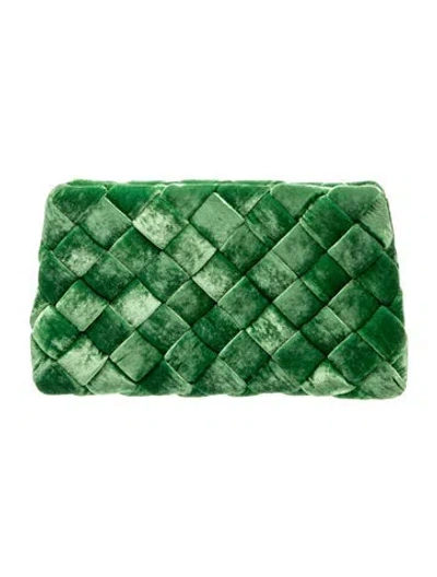 Pre-owned Loeffler Randall Velvet Clutch In Green