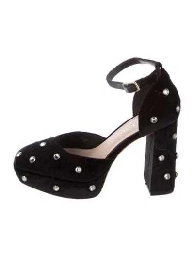 Pre-owned Loeffler Randall Velvet Crystal Embellishments D'orsay Pumps In Black