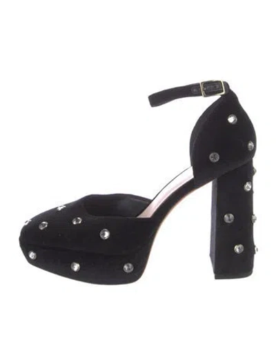 Pre-owned Loeffler Randall Velvet Crystal Embellishments D'orsay Pumps In Black