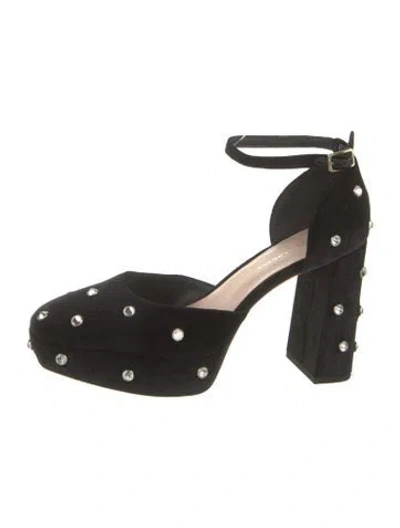 Pre-owned Loeffler Randall Velvet Crystal Embellishments Pumps In Black
