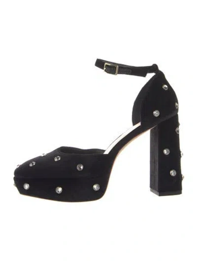 Pre-owned Loeffler Randall Velvet Crystal Embellishments Pumps In Blue