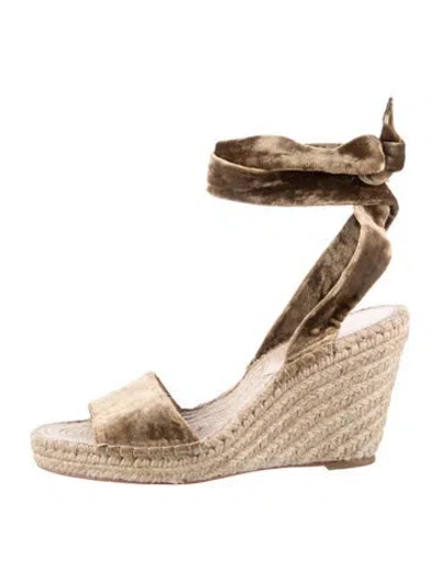 Pre-owned Loeffler Randall Velvet Espadrilles In Neutrals