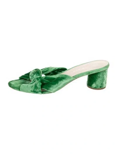 Pre-owned Loeffler Randall Velvet Mules In Green