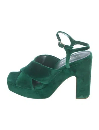 Pre-owned Loeffler Randall Velvet Pumps In Green