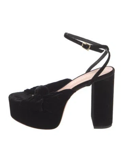 Pre-owned Loeffler Randall Velvet Sandals In Black