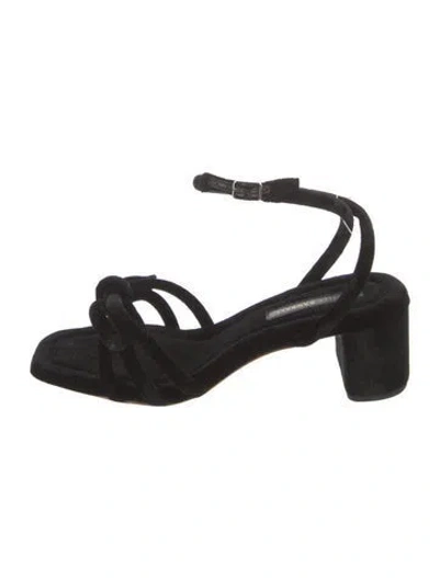 Pre-owned Loeffler Randall Velvet Sandals In Black